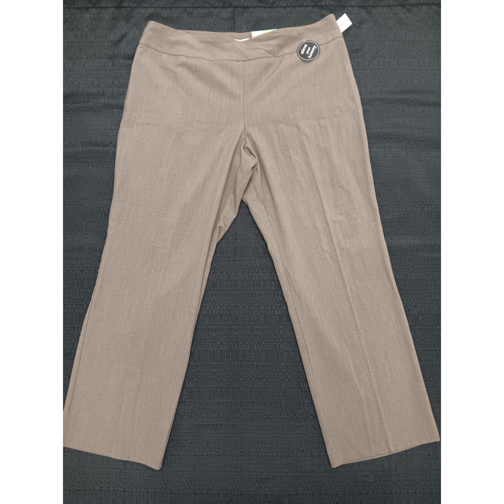 Dressbarn Womens 16W Taupe Tummy Control Straight Leg Dress Pants NWT